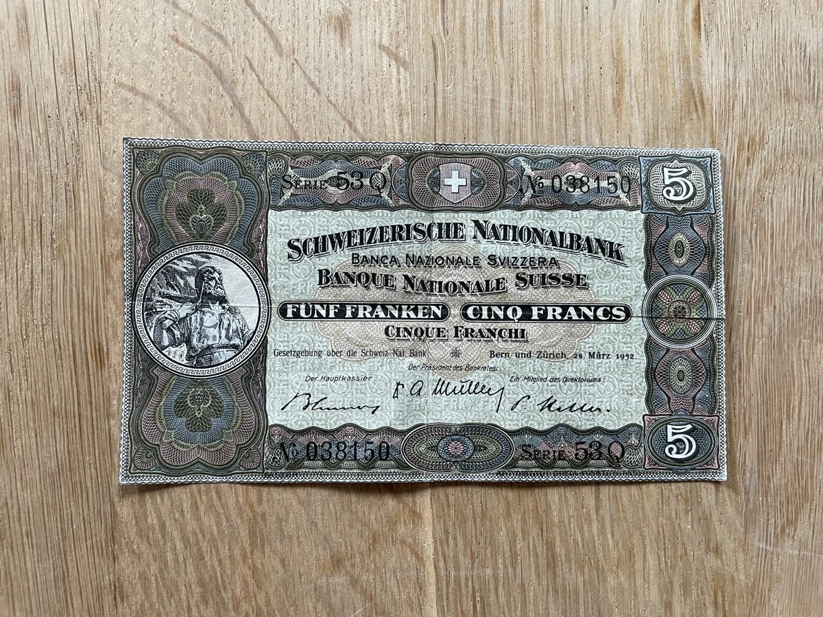 Banknoten: 5Franken Note von 1952 – Gebraucht aus Bern von silas026 1