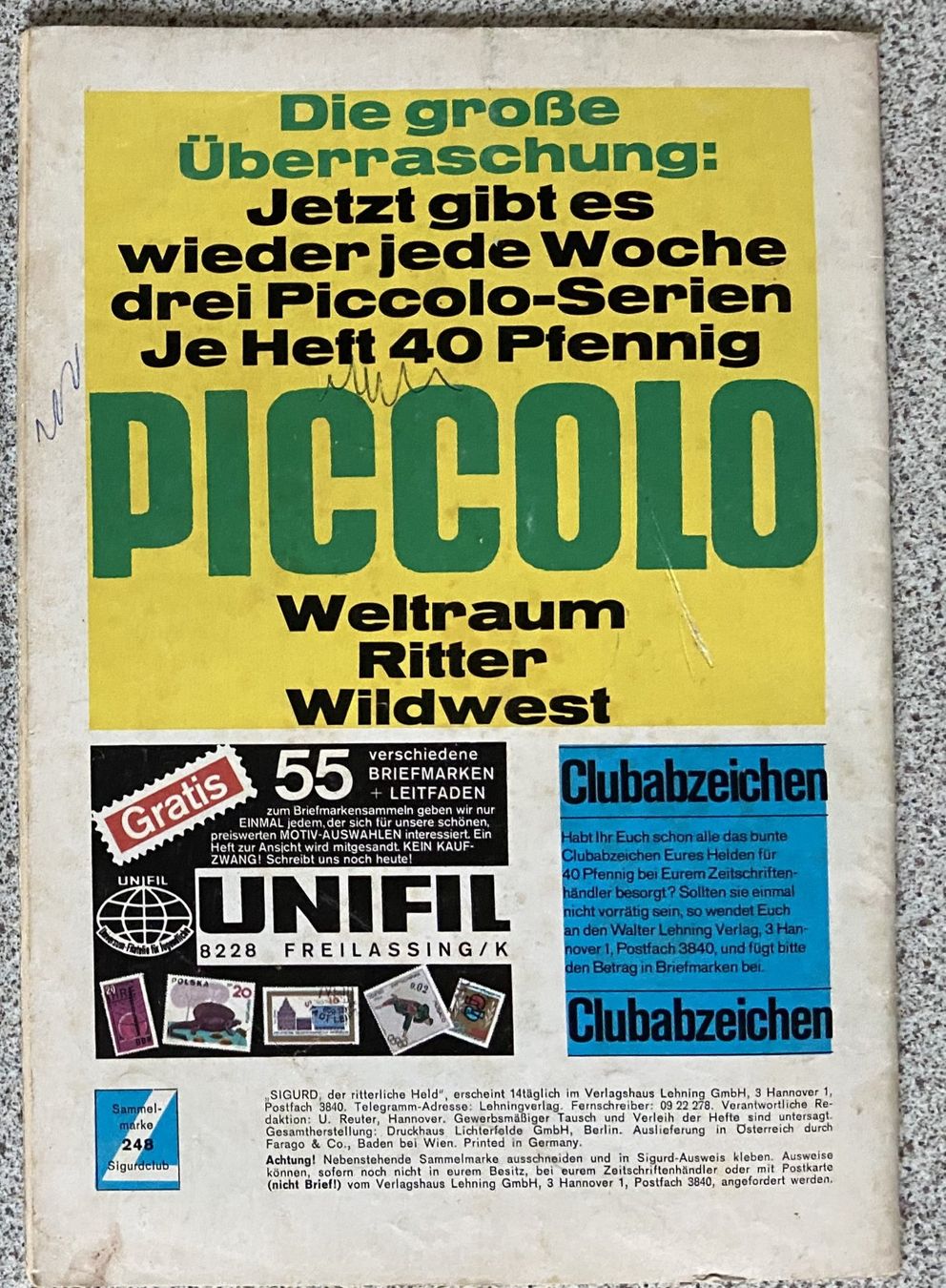 Fumetti: Estrich-Fund Comic Hefte Sigurd Der Ritterliche Held – Usato da Böckten venduto da Hansi36 3