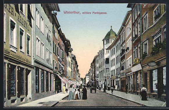 Cartoline postali: Winterthur, Blick in die mittlere Marktg – Usato da Berlin venduto da bartko-reher