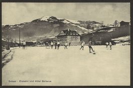 Gstaad Eisbahn Eishockey Hockey Spiel belebt alte Karte