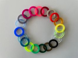 1 Silberring + 19 Plexiglasringe - Grösse 55
