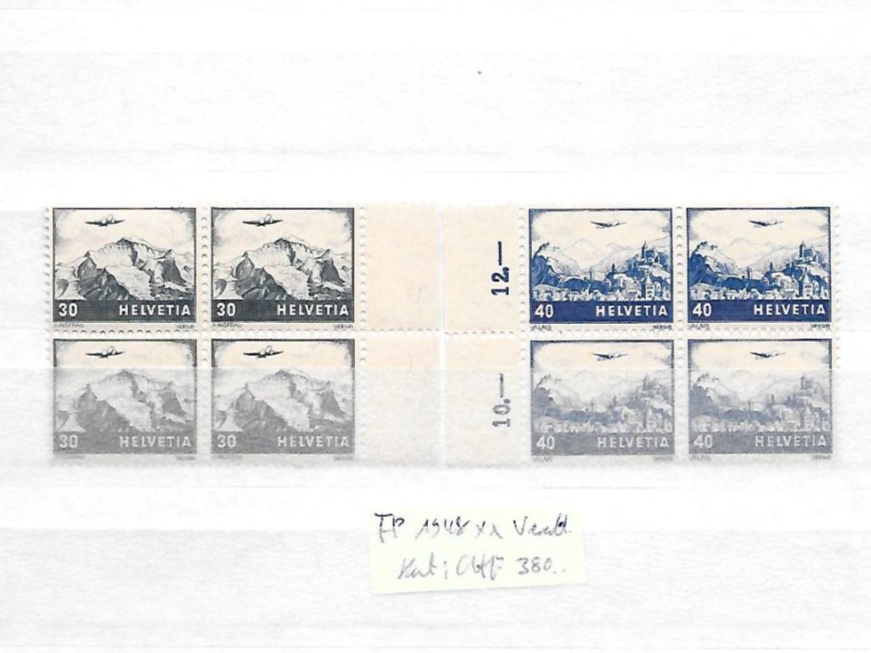 Alle Briefmarken: FP 1948 ** Viererbl. Kat: CHF 380.- – Neu (gemäss Beschreibung) aus Basel von Ilp