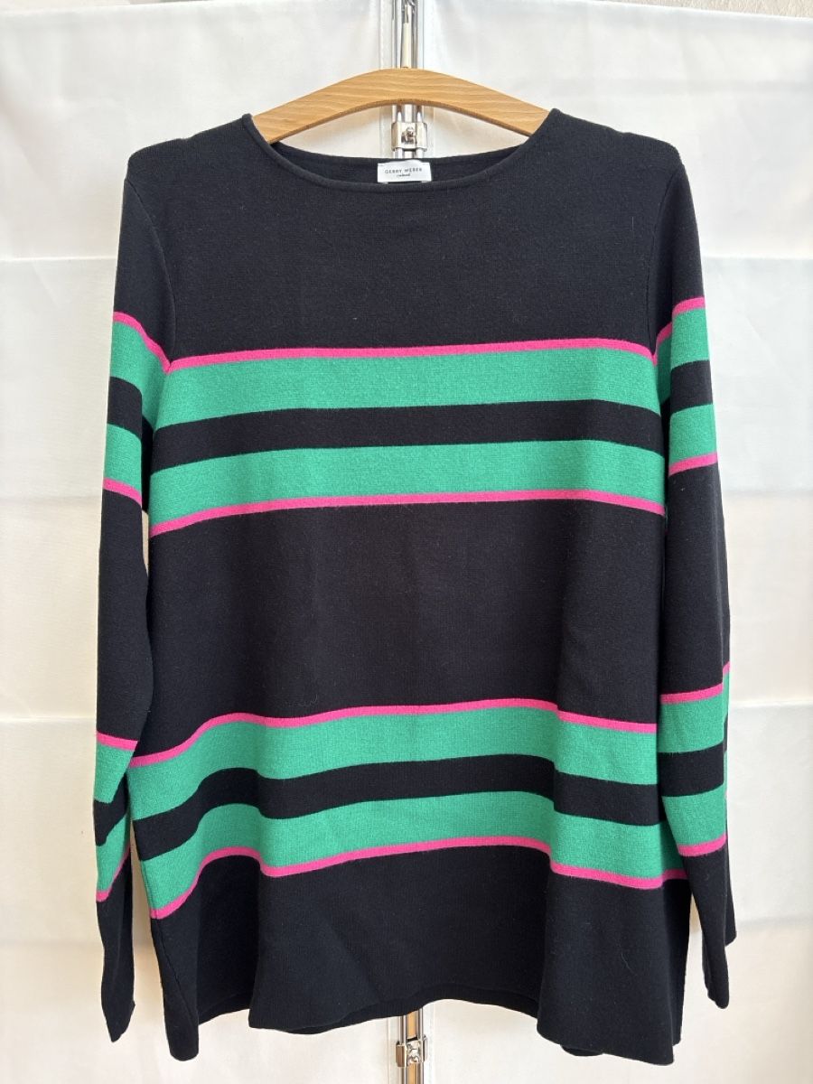 Gerry Weber Maglioni & Felpe: Gerry Weber Strickpullover, Gr. 48, schwarz gestreift. – Usato da Burgdorf venduto da VouSchoen