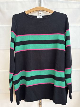 Gerry Weber Strickpullover, Gr. 48, schwarz gestreift.