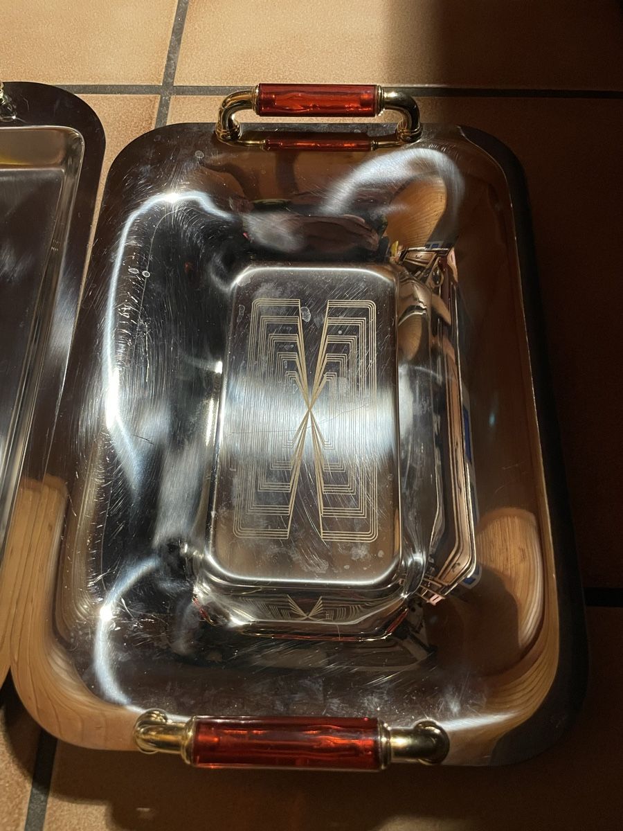 Wände & Decken: 2x Plateaux élégants vintage avec poignées – Gebraucht aus Oron-la-Ville von W.XIX 2