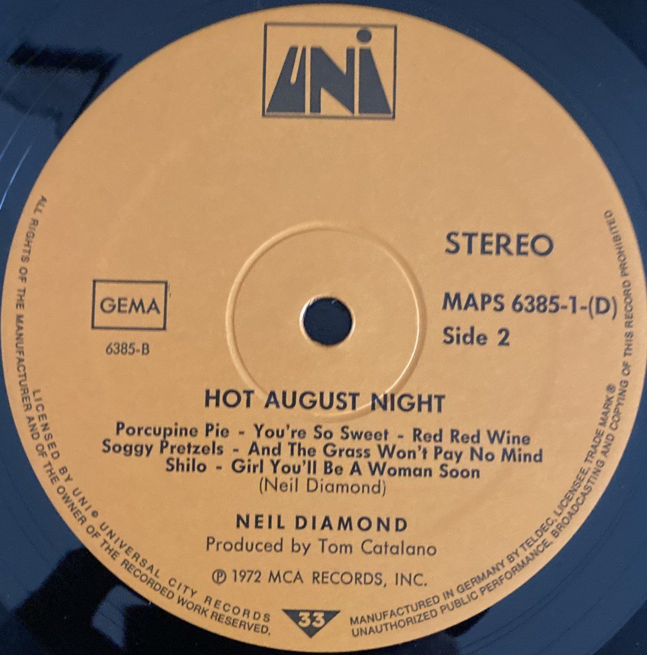 Schallplatten: Neil Diamond - Hot August Night Doppel-LP °1972° – Gebraucht aus Wettingen von  4
