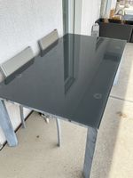 Table d'extérieur design verre anthracite métal 160x90 cm
