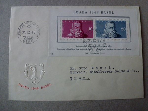 Tutti i francobolli: Block ++ IMABA 1948 Basel auf Brief – Usato da Walkringen venduto da Casablanca777
