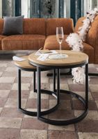 2er Set Beistelltische BENTE Wildeiche massiv 50 x 43 cm