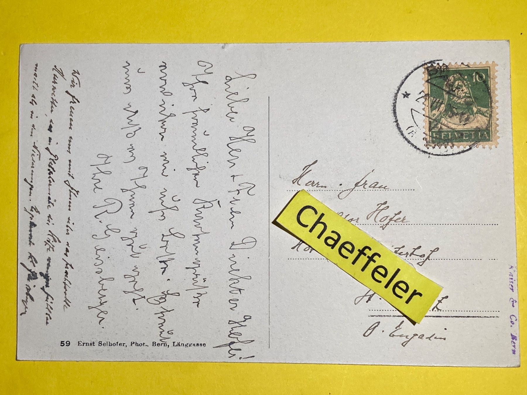 Ansichtskarten: 1925 Bern, Albrecht von Haller – Gebraucht aus Zürich von Chaeffeler 1