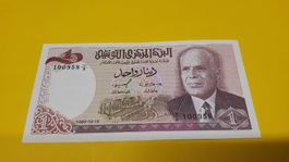 Tunesien 1 Dinar Banknote aus 1980 - Selten! Rarität