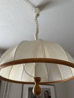 Hängelampe Stoffschirm mit Holzring und Zugschalter