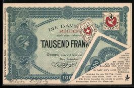 AK Basel, Banknote 1000 Franken, 1899