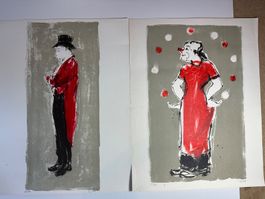 Nathalie Chabrier – 2x Original Lithografie signiert |Zirkus