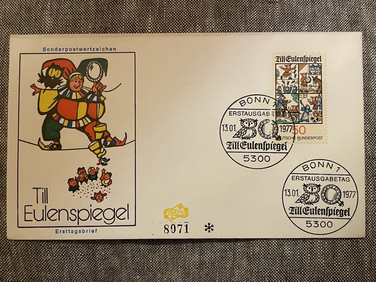 Tutti i francobolli: Ersttagsbrief Till Eulenspiegel 1977 – Usato da Rümlang venduto da euqinom16