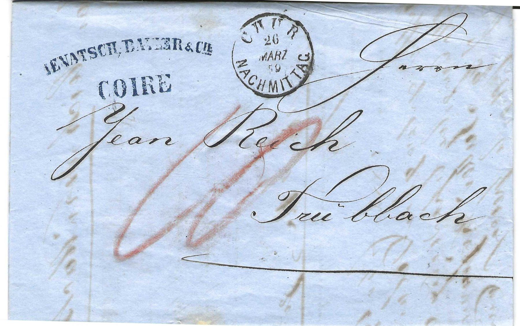 Tutti i francobolli: Faltbrief Chur - Trübbach 1859 – Usato da Wildhaus venduto da Brunphil