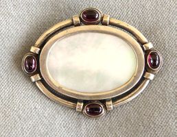 Antike Brosche 925 Silber mit Perlmutter um 1915