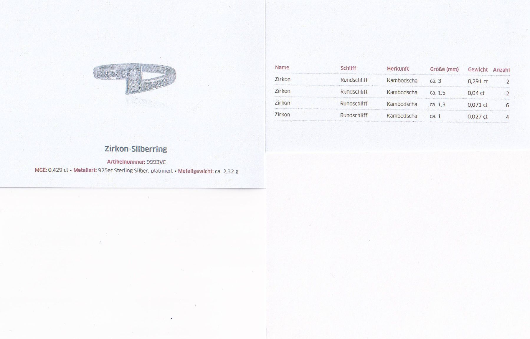 Anelli: Echtschmuck: Natürlicher echter Zirkon-Silberring 18/56 – Nuovo (secondo la descrizione) da Zuchwil venduto da maumauchi 1
