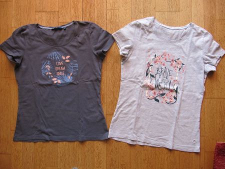2 Damen T-Shirts: 1x Tom Tailor 1x Esmara, Gr. XS, Baumwolle