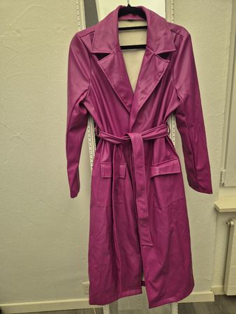 Coat pink leatherette size S, new.
