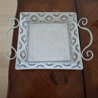 Shabby Chic Tablett/Deko-Tablett mit Griffen