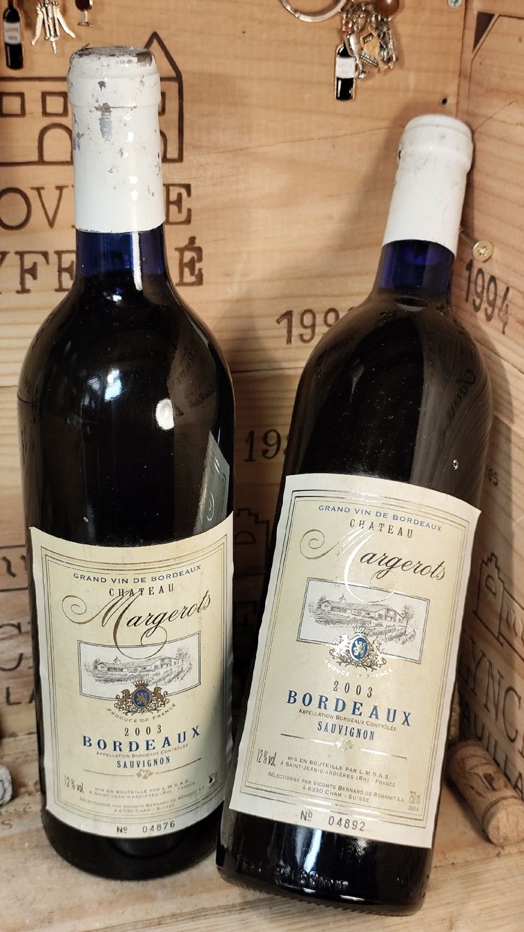 Wein: 2 x 2003 Chateau Margerots  Bordeaux Blanc – Gebraucht aus Büsserach von Vintage-vins