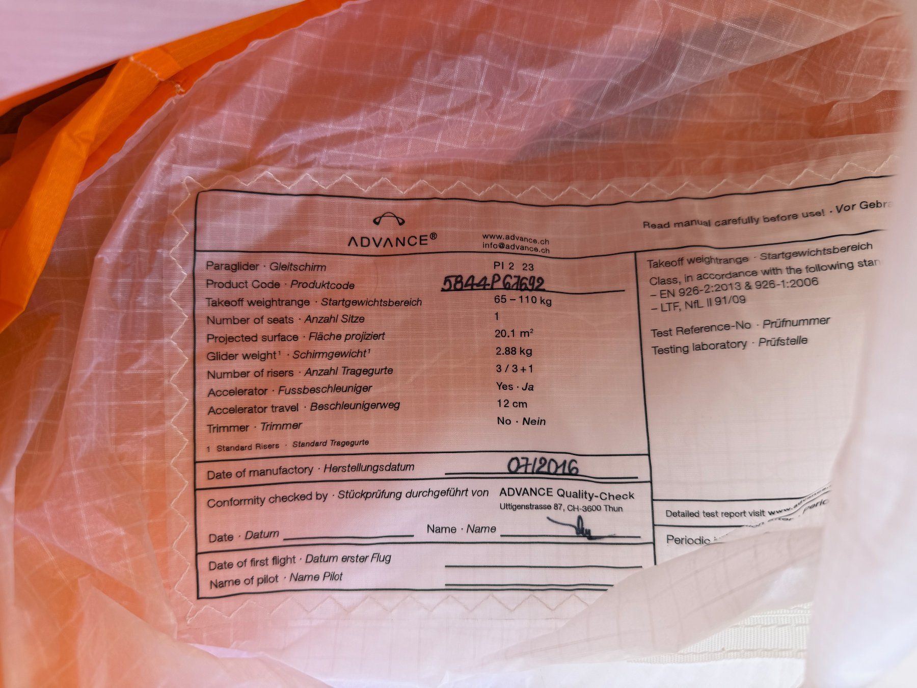 Vol libre: Advance Pi2 23 – D'occasion à Rotkreuz par Rstrotkreuz 2