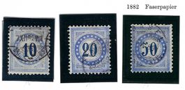 1882 Portomarken Faserpapier Nr. 10 - 12 gest. ʘ, KP 1'065.-
