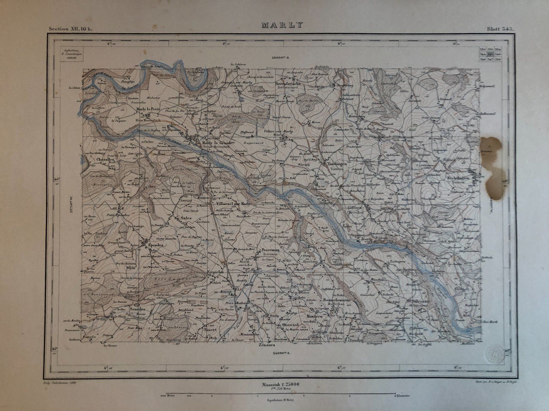 Landkarten & Atlanten: Siegfriedatlas Bl. 345: Marly 1886 – Gebraucht aus Zürich von allp 1