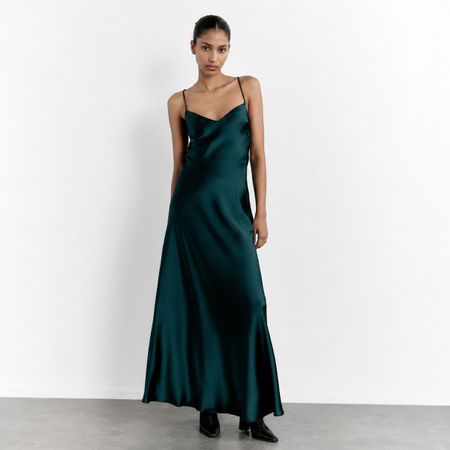 Zara Satin Green Dress 