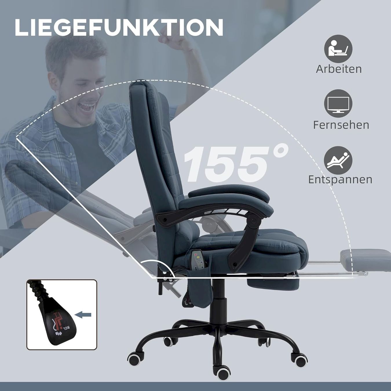Bürostühle: Bürostuhl mit 7 Punkt Massage Blau – Neu und originalverpackt aus Bottighofen von zaap 4