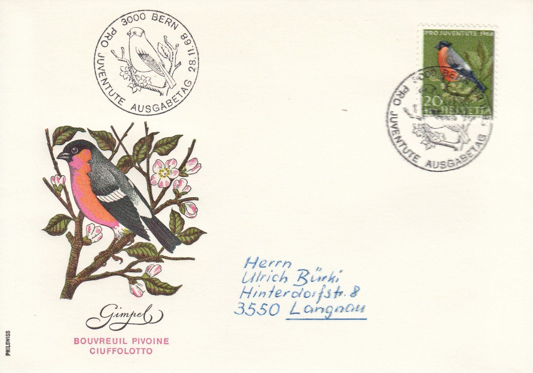 Tutti i francobolli: 1968 Pro Juventute 3 FDC – Usato da Spreitenbach venduto da Mustang_1105