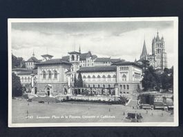 Lausanne. Place de la Riponne, Université et Cathédrale