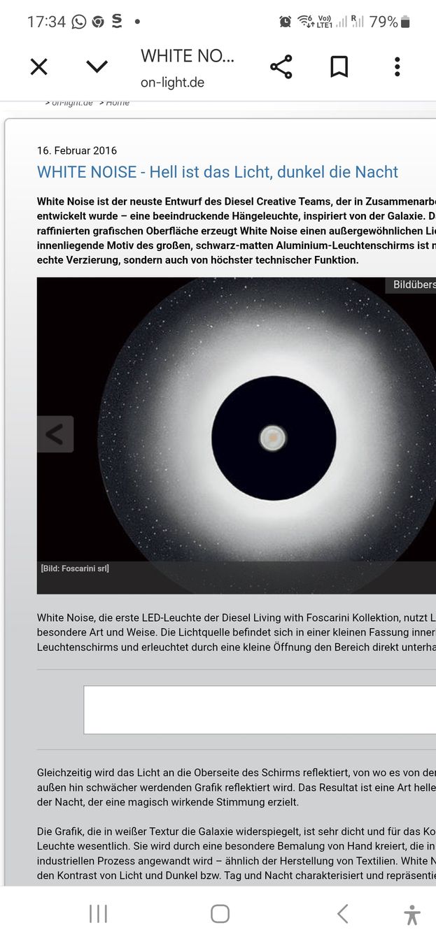 Foscarini Lampadari & plafoniere: Foscarini White Noise Sospensione – Usato da zollikon venduto da irissauer 2