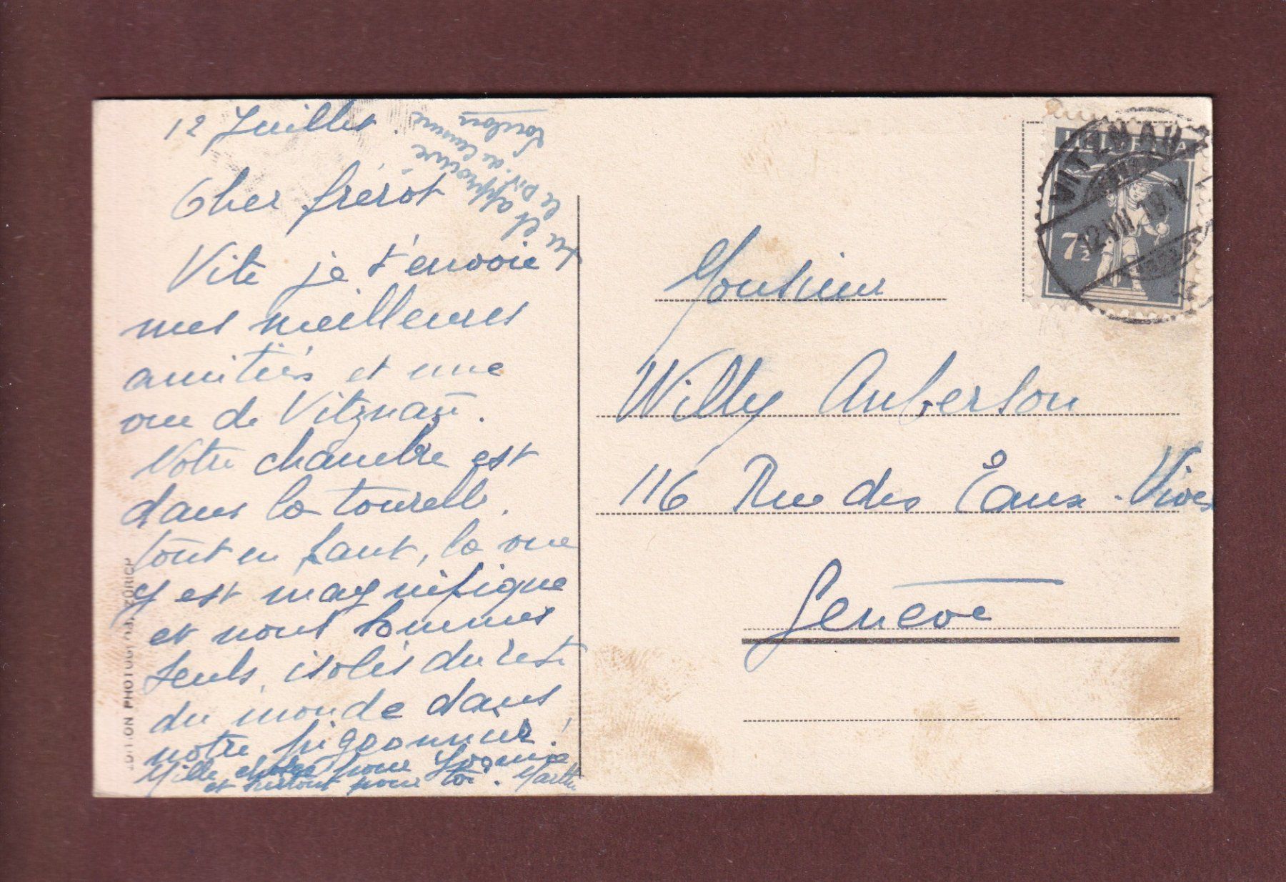 Cartoline postali: VITZNAU - Hôtel du Parc - 1919 – Usato da Pully venduto da nicecards-shop 1