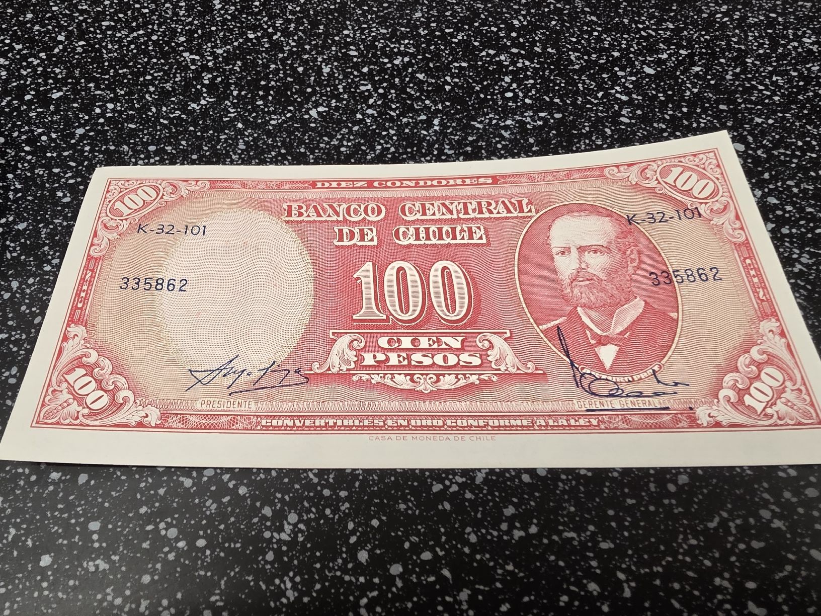 Banknoten: Chile 100 Pesos 1970 Banknote UNC – Neu und originalverpackt aus Herisau von Antiques.AR