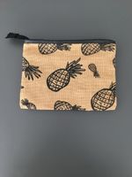 Jute-Kosmetiktasche mit Ananasprint, neuwertig!