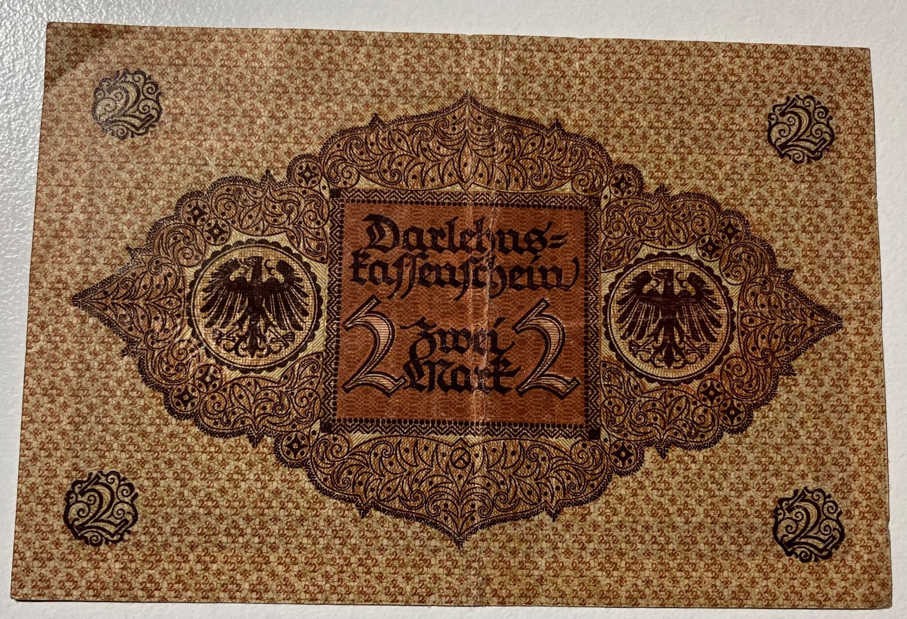 Banknoten: Deutschland 2 Mark 1920 – Gebraucht aus Algetshausen von Carrhard 1