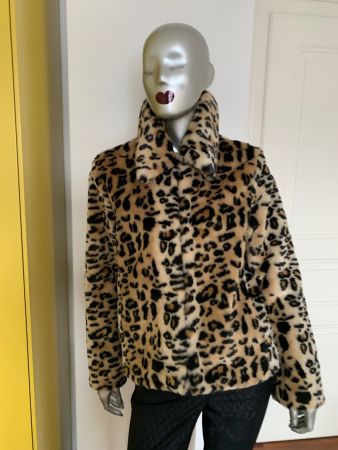 SAKS FIFTH AV, N.Y.: Leoparden Faux Fur Jacke mit Etikette M
