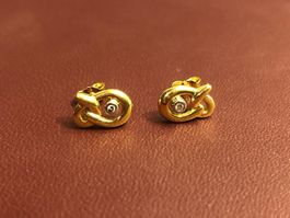 Kinderohrstecker mit Diamanten aus 18 Karat Gelbgold Au 750