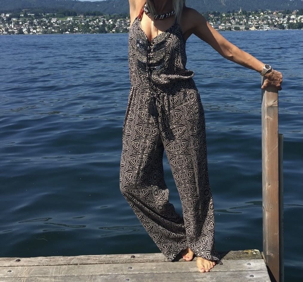 Mango Tute: Sommerlicher Jumpsuit mit Ethno-Muster & Fransen Gr. M – Usato da Zürich venduto da zor_9n5z 2