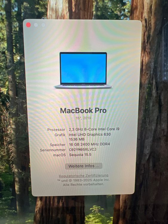 MACBOOK PRO 15 2019 2.3GHZ I9 16GB RAM 500GB SSD DE ALMACENAMIENTO