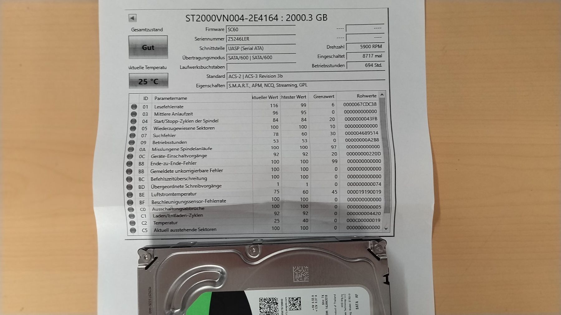Seagate Disques durs: Seagate IronWolf 2TB HDD ST2000VN004 gewipt – D'occasion à Wallisellen par mic_gg2g 1