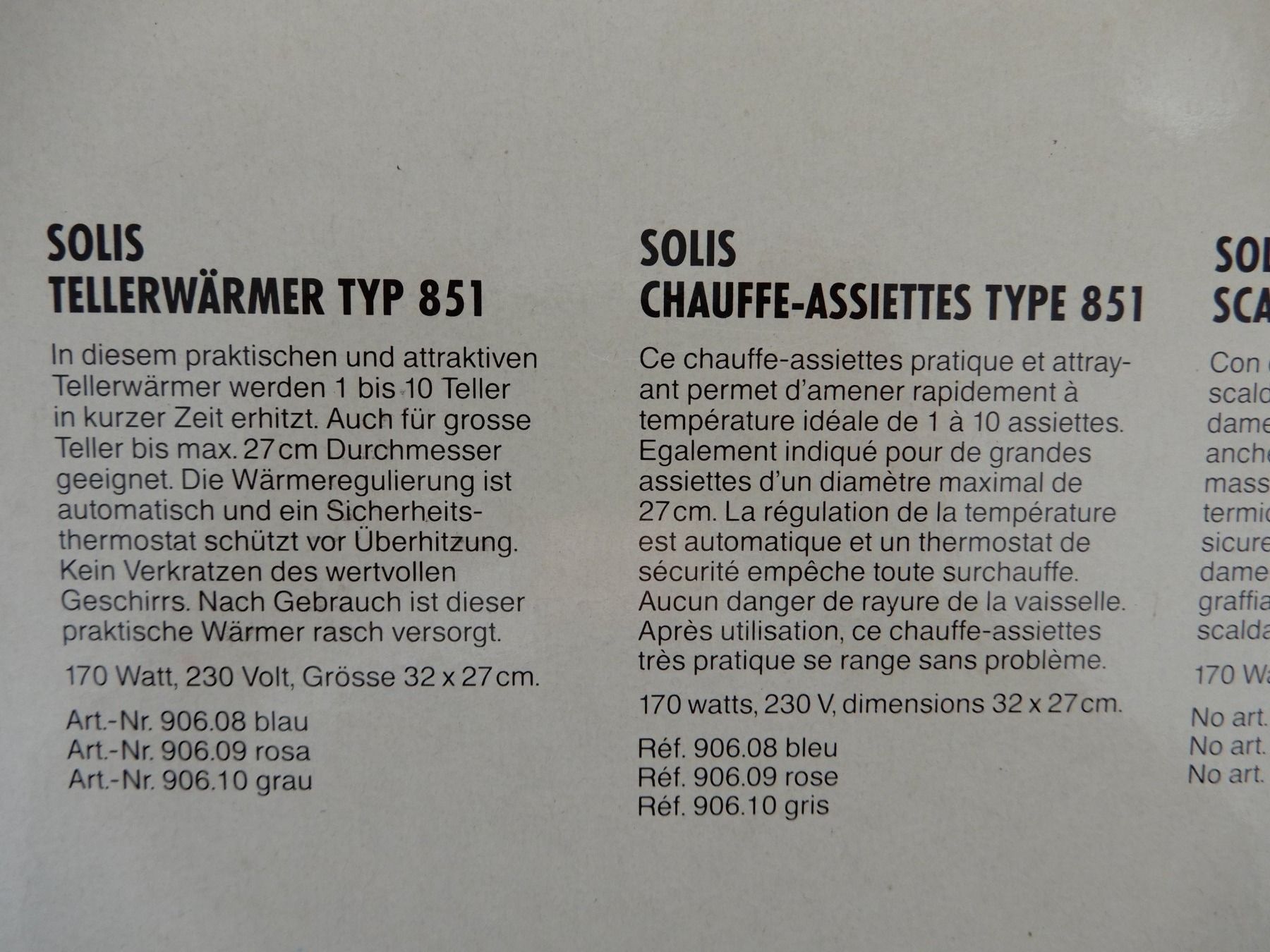 Solis Küchengeräte: Qualitäts Tellerwärmer Solis Typ 851, grau – Gebraucht aus Burgdorf von Liss 6