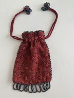 Beutel rot klein mit Perlen neu