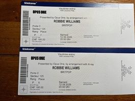 ROBBIE WILLIAMS Lausanne 12.09.2026 2 Sitzplätze