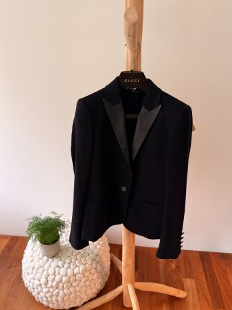 GUCCI – Exklusiver Damenblazer mit Lederrevers - NEU