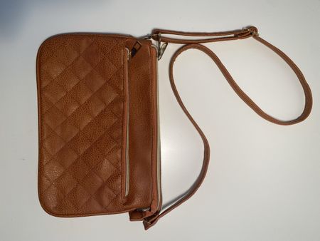 Vintage-Kunstledertasche in Braun mit abnehmb. Schulterrieme