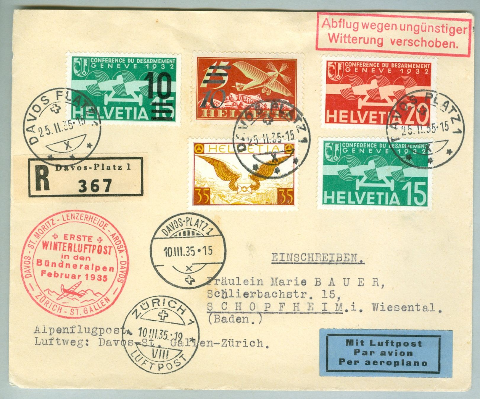 Tous les timbres: 1935 Schweiz Flugpost SF – D'occasion à Zürich par yago-rot