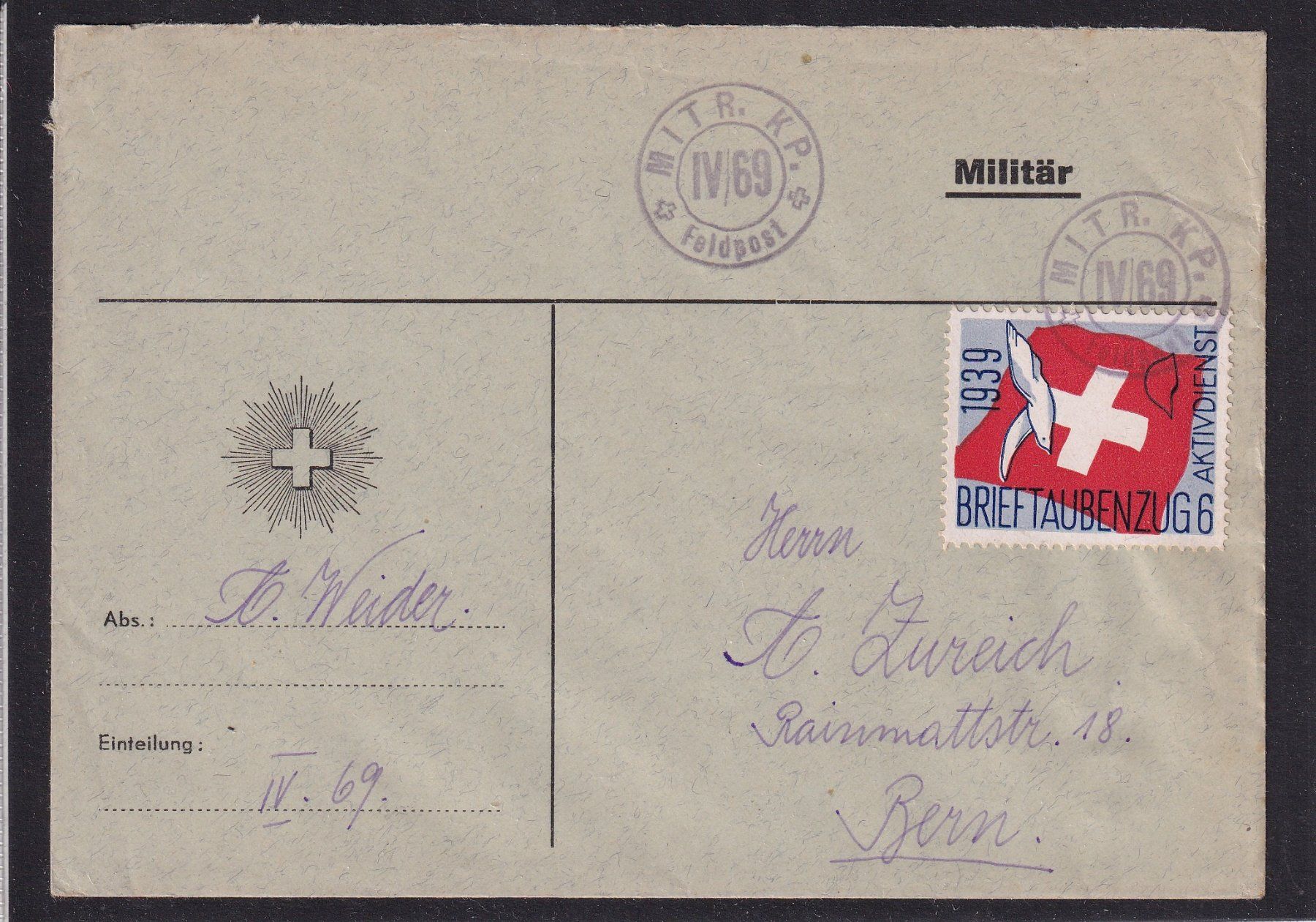 Tutti i francobolli: Militaire - Feldpost 1939/1940 - Lettre - Brief – Usato da Orvin venduto da Pyaeschli